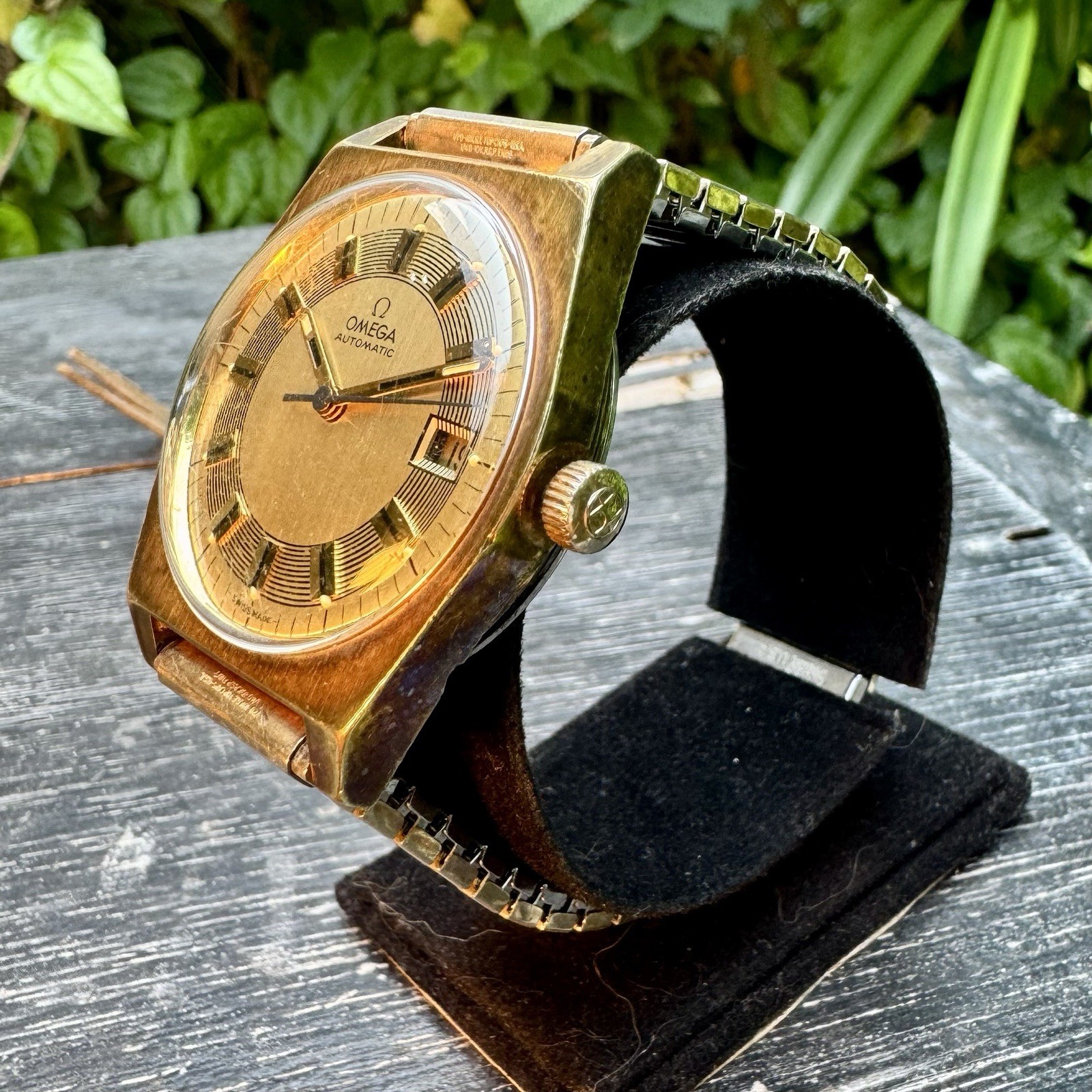 Vintage 1970s Omega Automatic Gold Plated Barcode 166.0118 cal 1480 Swiss 36mm
