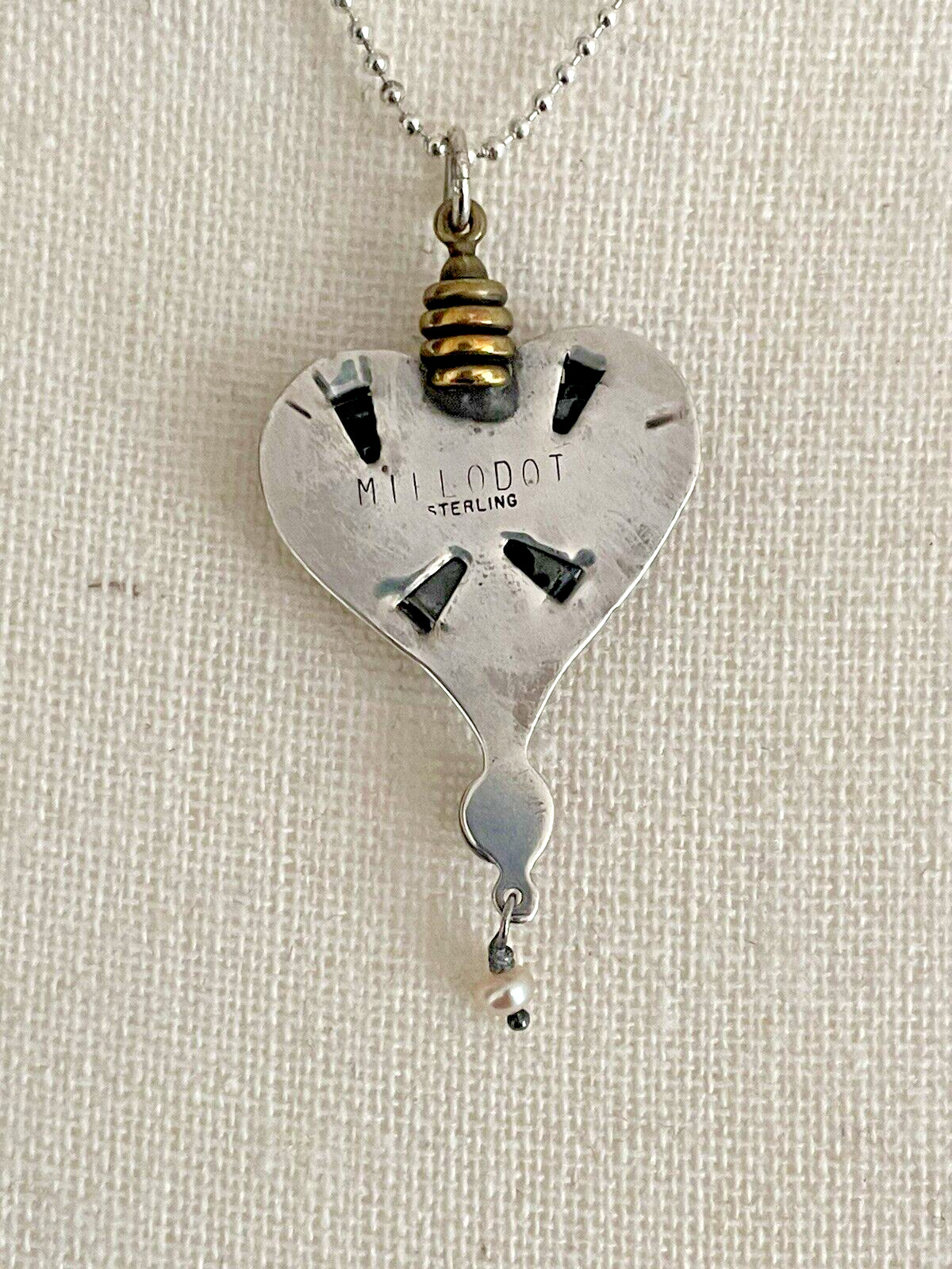 MILLODOT Jane Carpenter Eye Heart Sterling Lucite Pendant Necklace