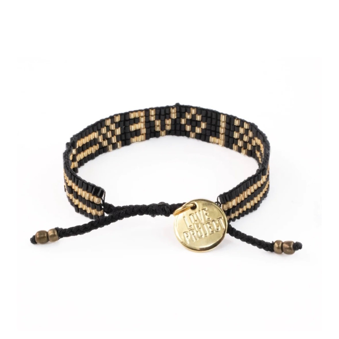 SEED BEAD LOVE BRACELET – BLACK AND GOLD
