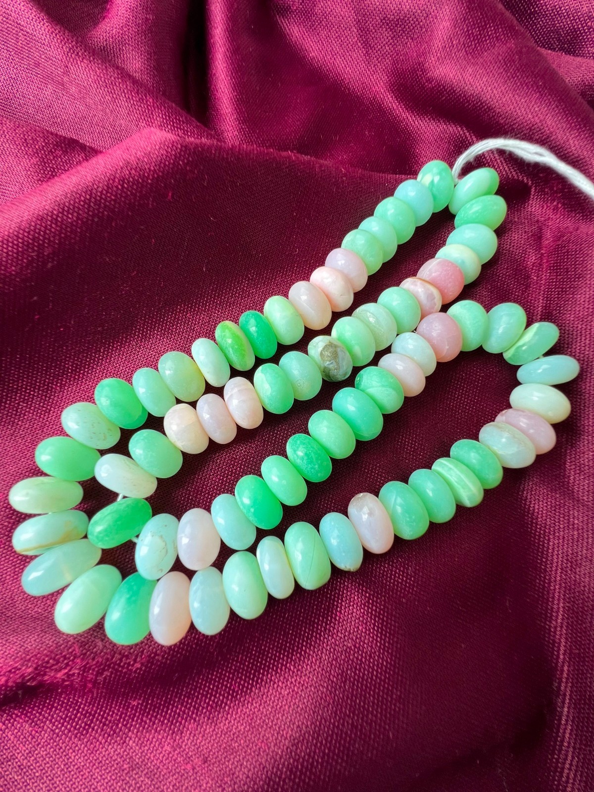 MULTI OPAL BEADS ROUNDELLE 8-9MM SMOOTH GEMSTONE 16 INCH NECKLACE