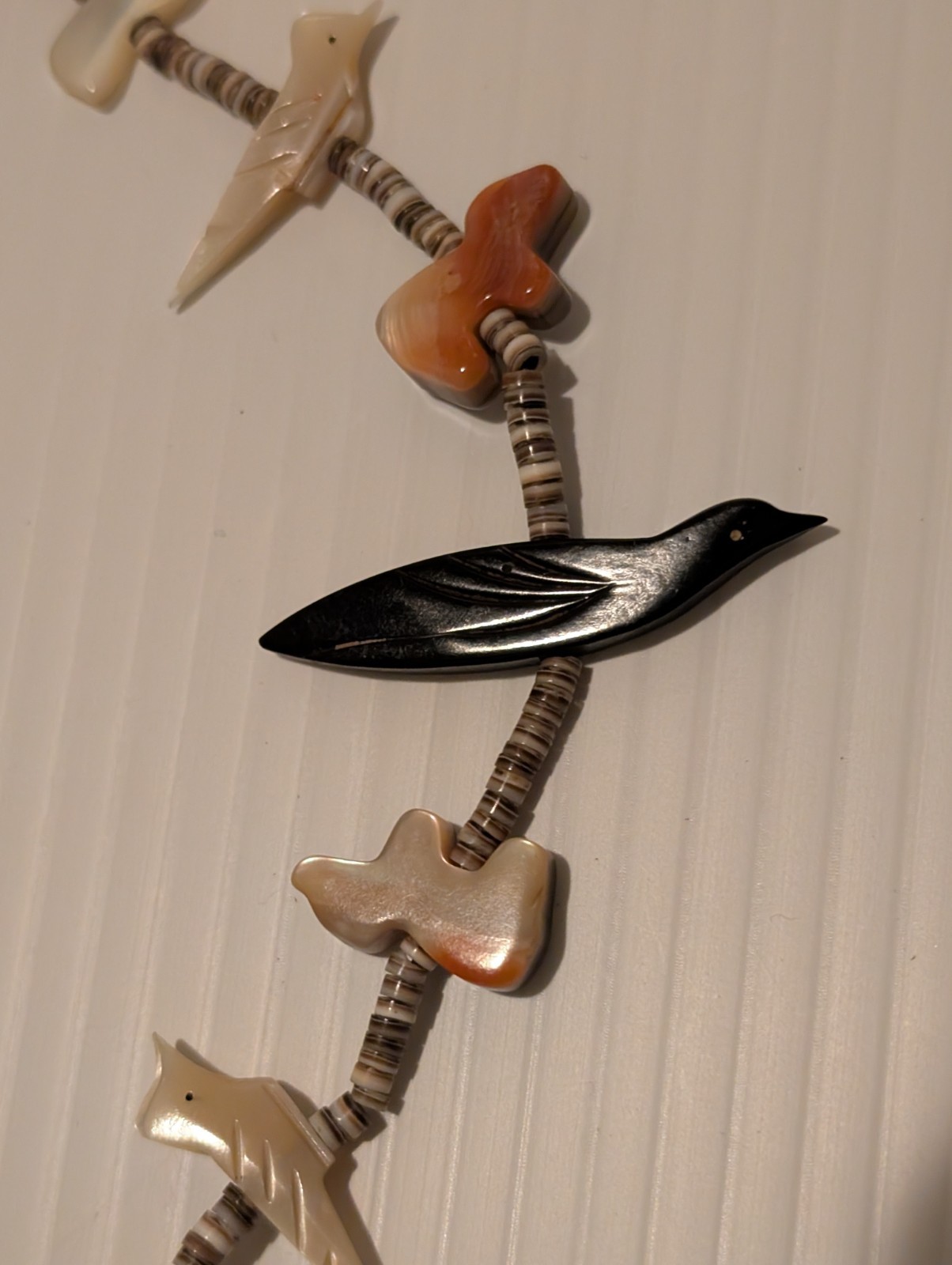 Zuni Style Fetish Necklace Multi-Stone Hand Carved Animals Heishi Beads