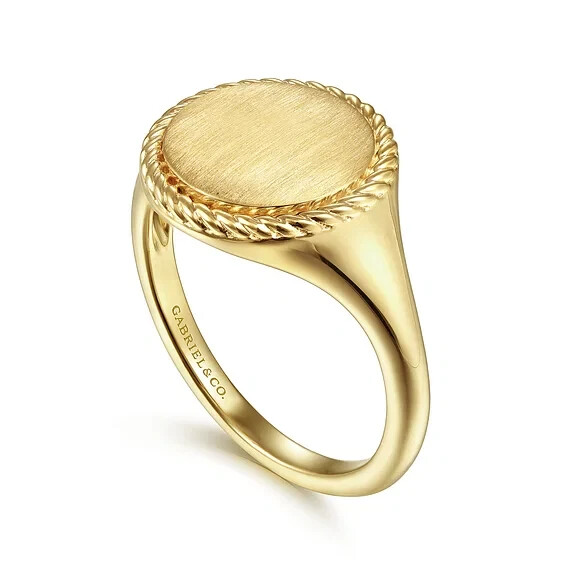 New Gabriel & Co.14KGold Round Ring with Twisted Rope Frame LR51879Y4JJJ