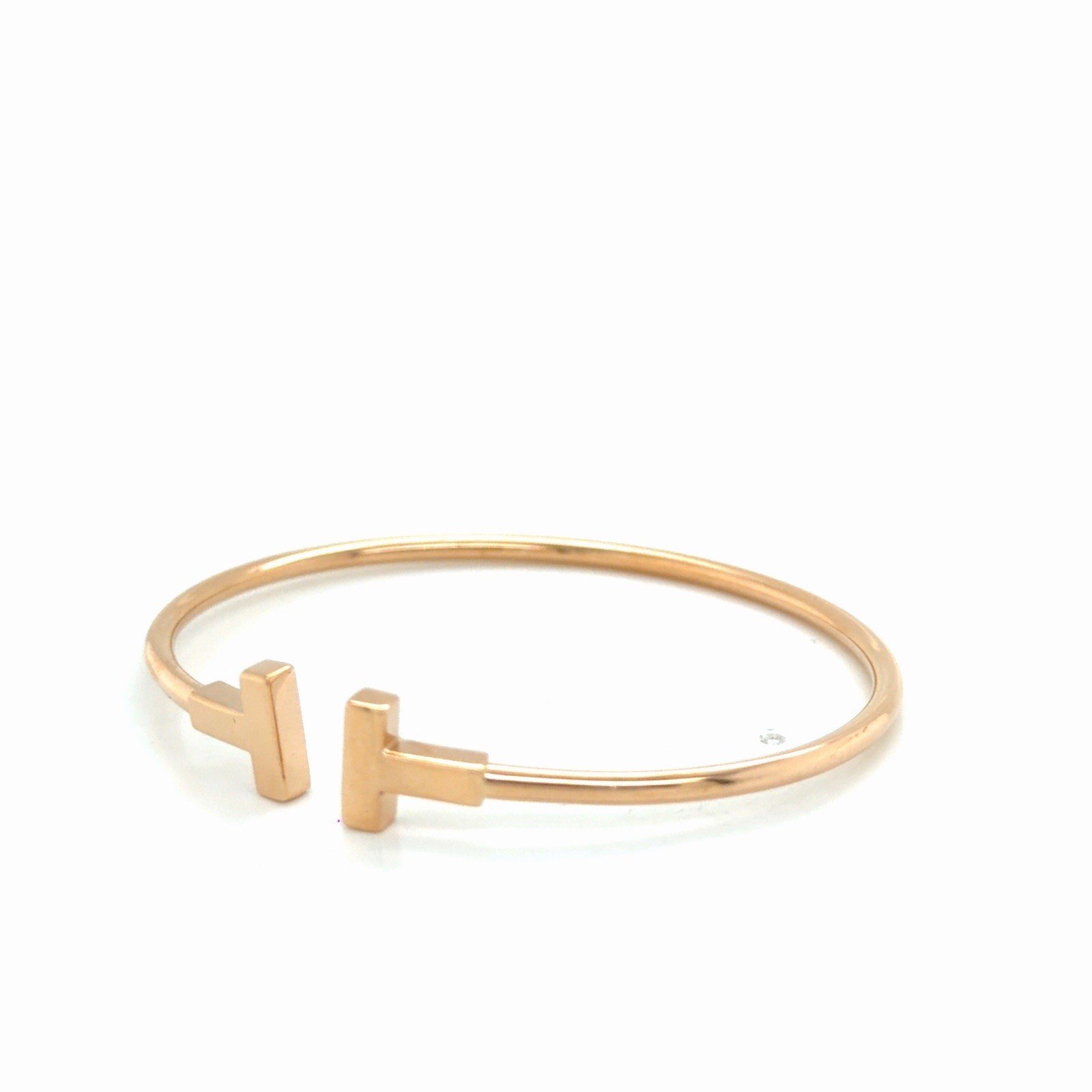 Tiffany & Co. T Wire Bracelet 18k Rose Gold Size Medium 6.25 in