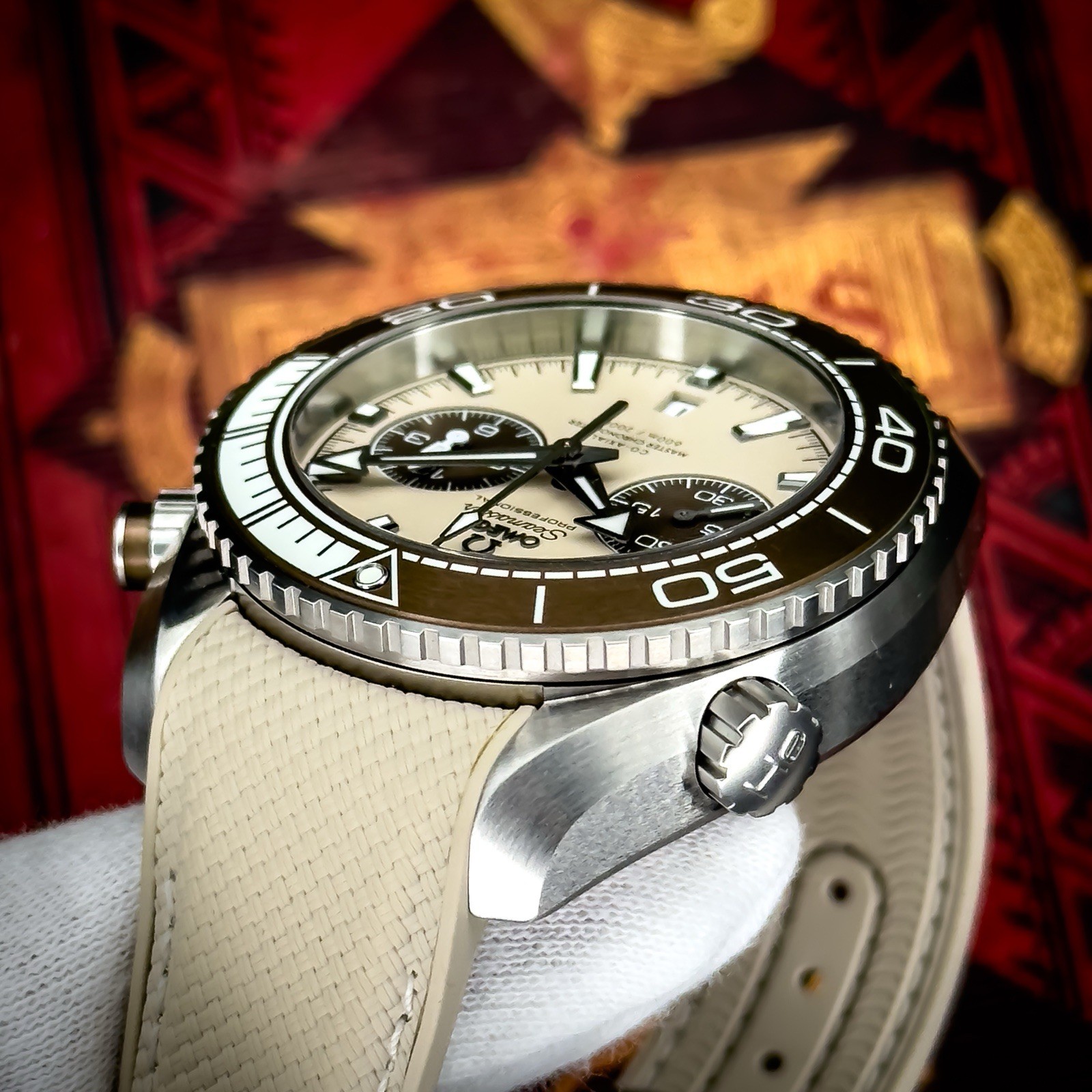 Omega Seamaster Planet Ocean Chronograph Beige Dial 45.5mm 215.32.46.51.09.001
