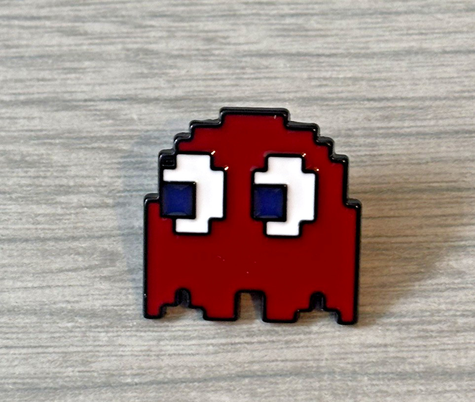 New Red Ghost PAC Man Blinky Enamel Badge Pin Brooch Flair Lapel Bag Gaming