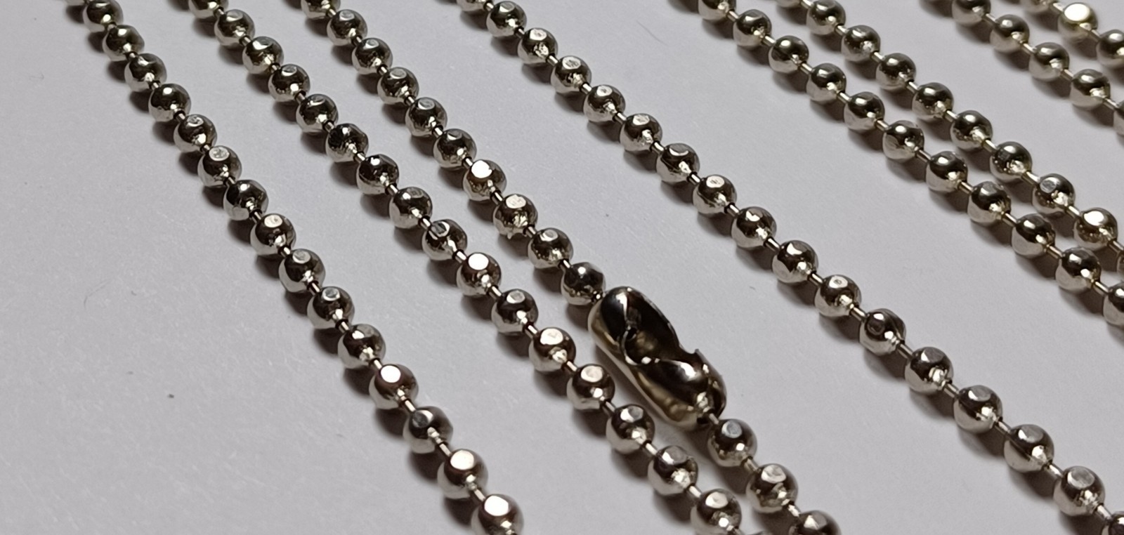 2pcs 24″ Nickel Plated Steel 2.4mm Flat Ball Bead Stylish Dog Tag Chain USA Made