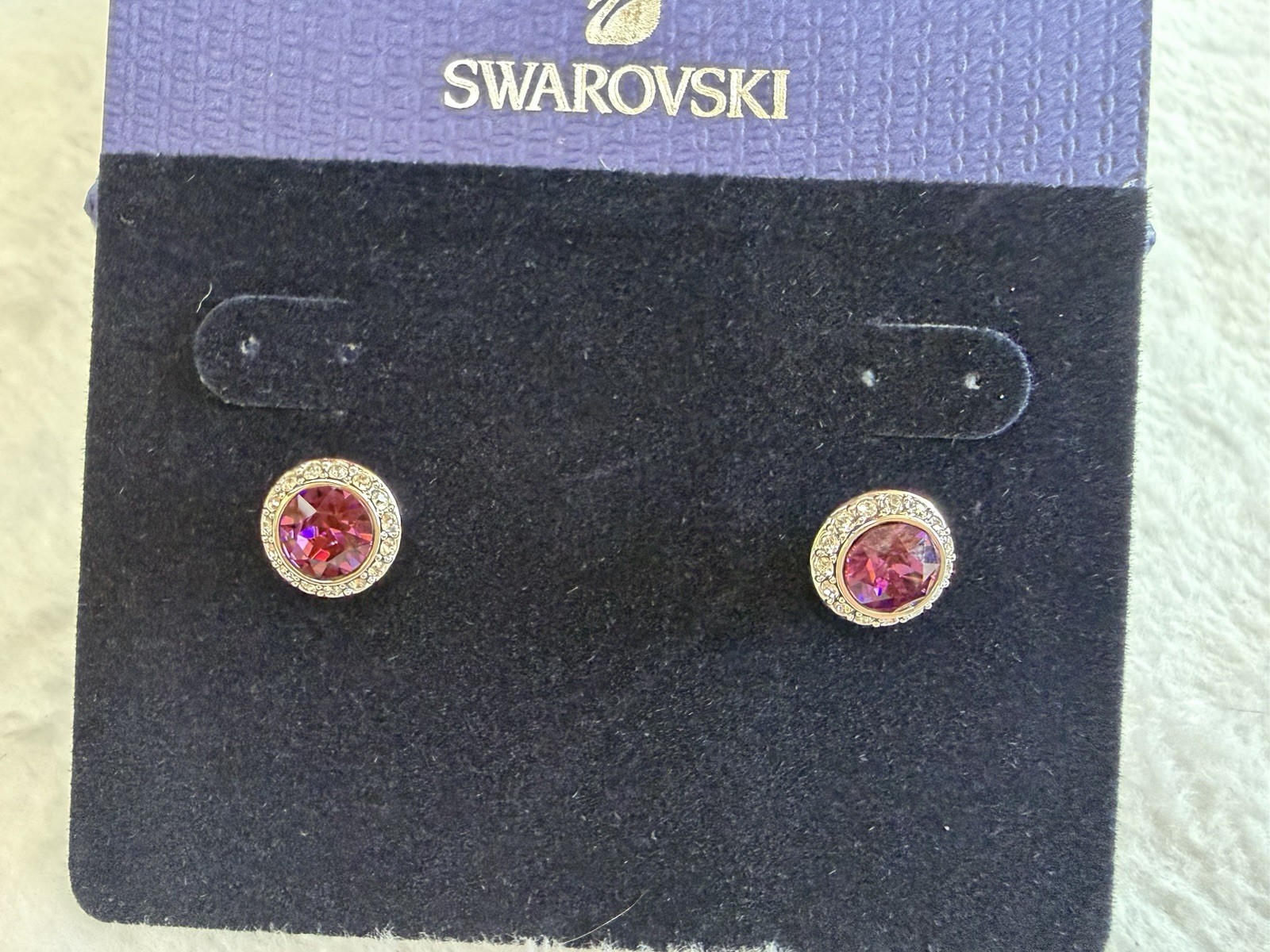 Swarovski Angelic Crystal Halo Stud Earrings- Purple