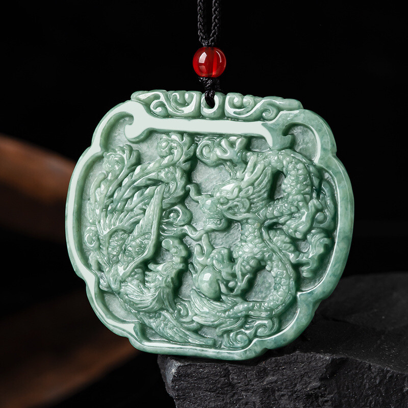 Natural Jadeite A Grade Jade Pendant Green Jadeite Zodiac Dragon Pendant