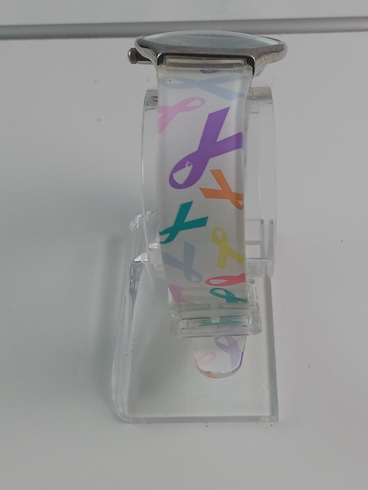 Nurse Mates Silver Watches for Women With Awareness Band