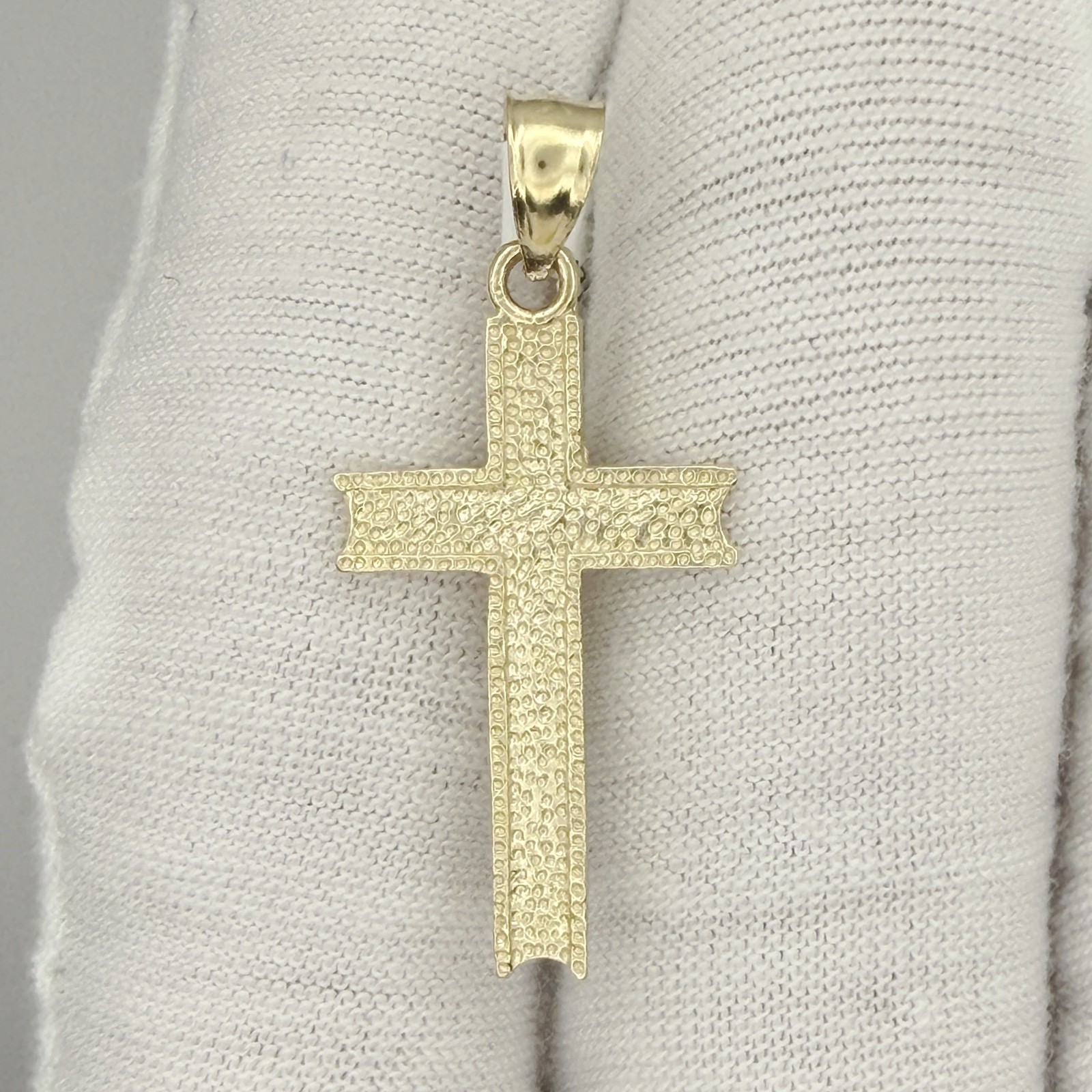 10k Yellow Gold Unisex Cross Religious Charm Pendant Jewelry Gift For Her Him