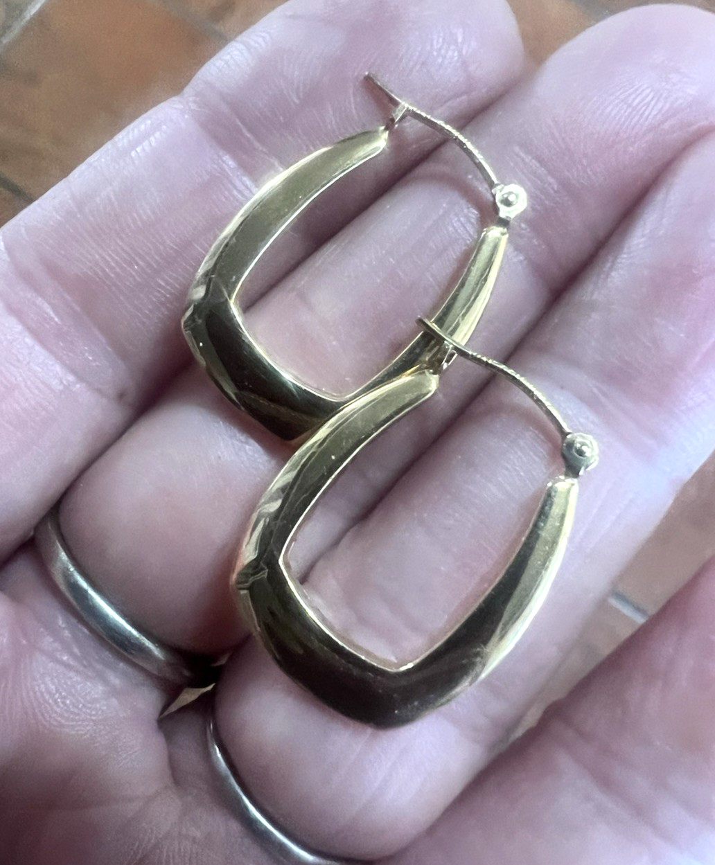 14K Gold Jacmel JCM Bolivia Hoop Style Drop Earrings AS IS