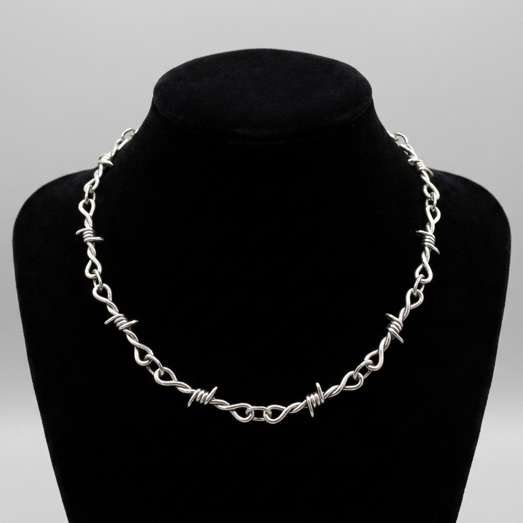 Barbed Wire Necklace Gothic Choker Metal Punk Hip Hop Chain Unisex