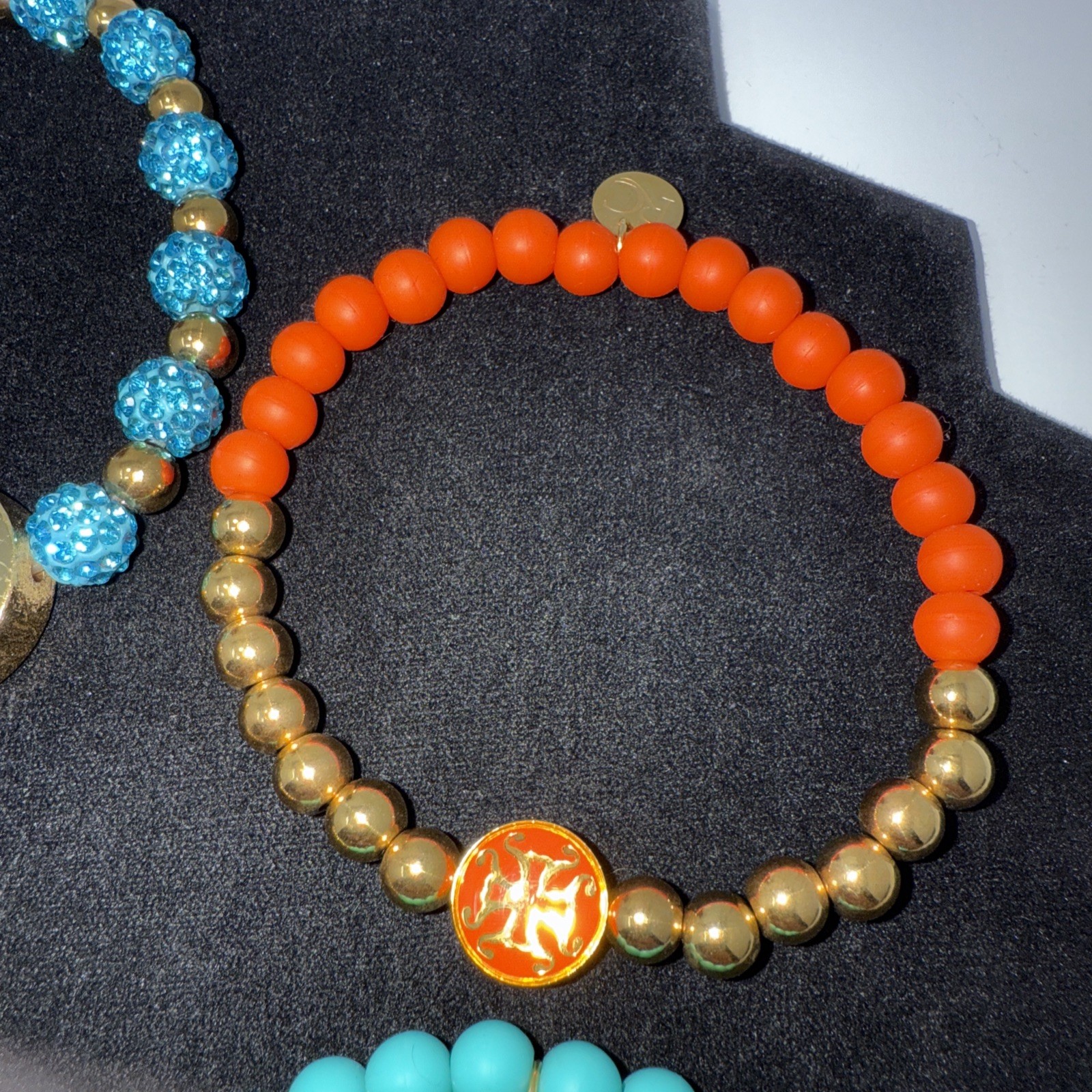 Rustic Cuff Bracelet Set Beaded Charm Stretch Colorful Gold Tone Multicolor Lot
