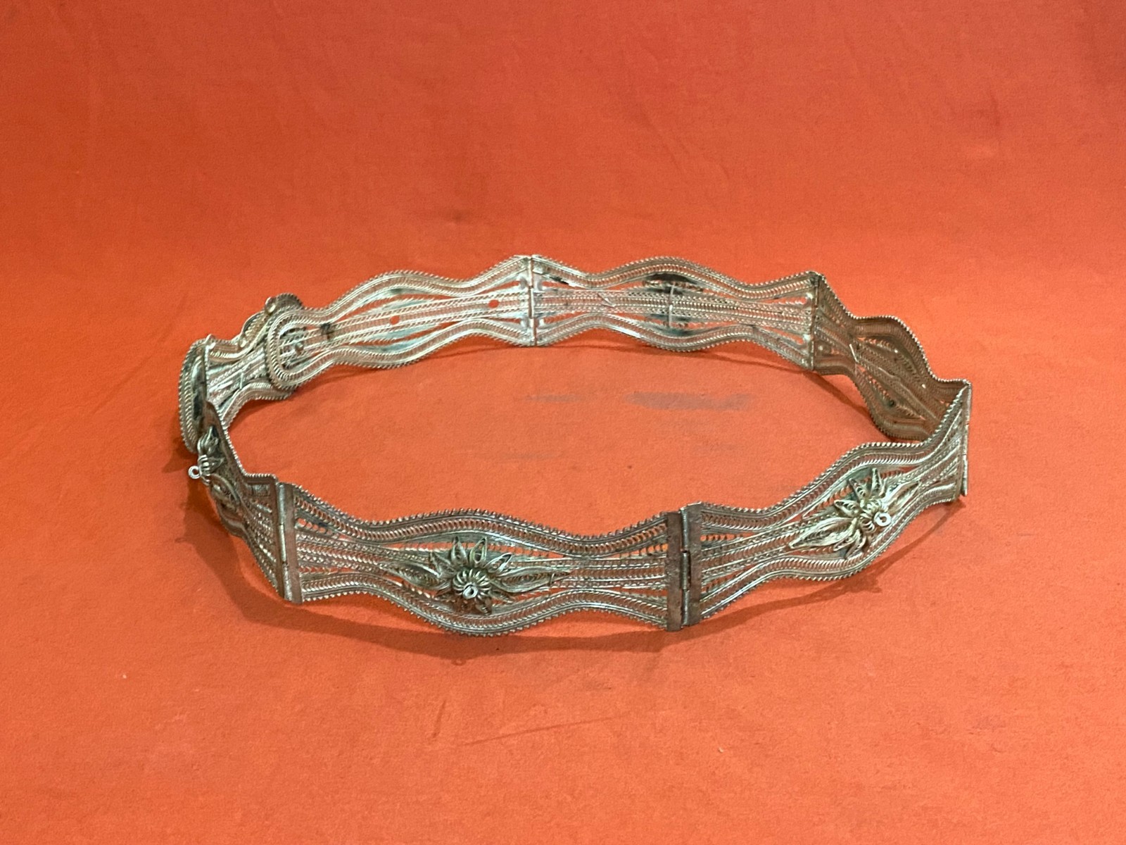 OLD ALBANIA FILIGREE BELT BUCKLE ORNAMENT FOLK COSTUME WEAR