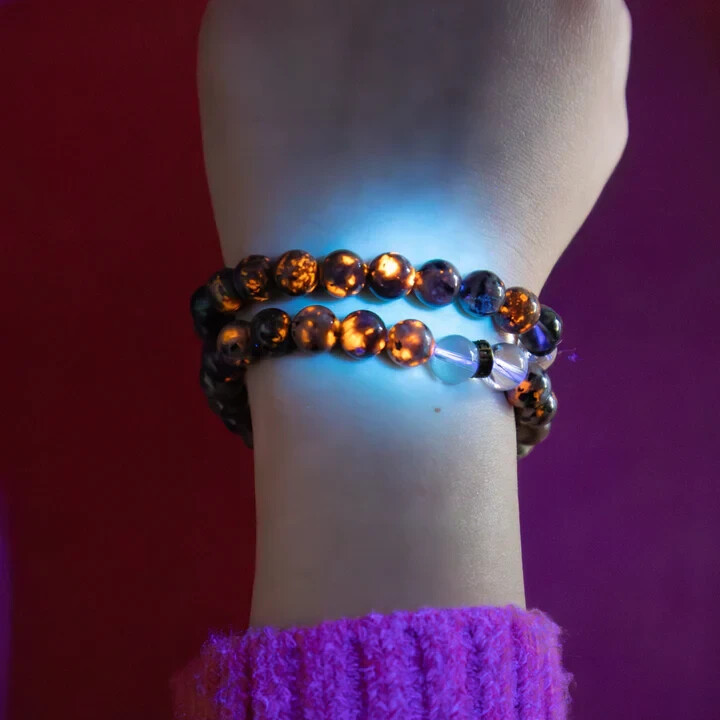 Natural Yooperlite Flame Stone UV Reactive Healing Chakra Handmade Bracelet
