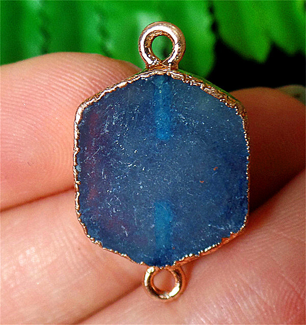 26x16x6mm Blue Crystal Clusters Agate Bracelet Connector Pendant Bead DY4909