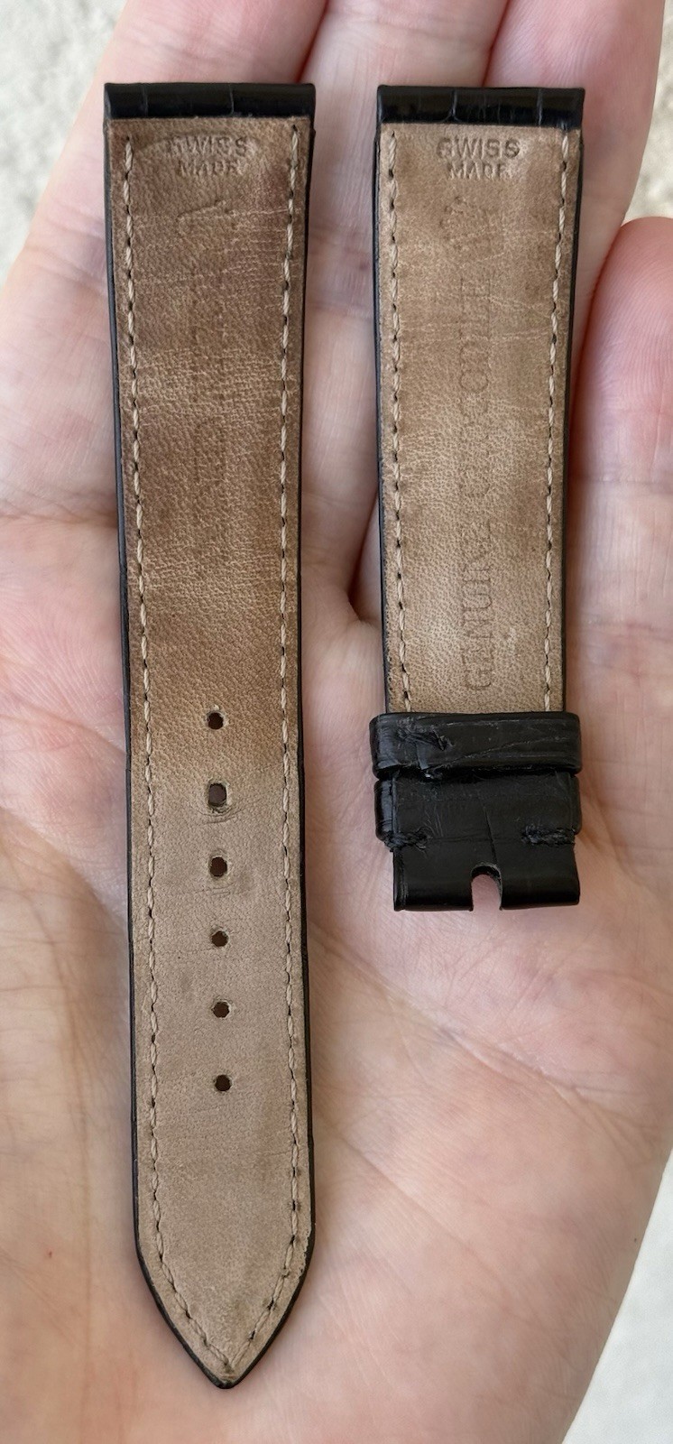 Rolex 18mm x 16mm Shiny Black Crocodile Watch Strap Band Authentic OEM