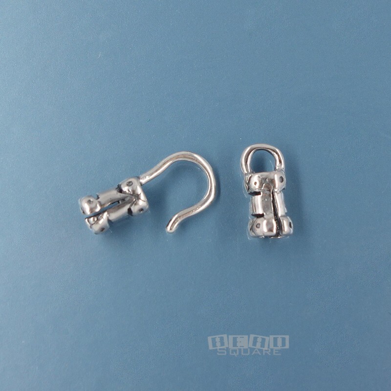 Antiqued Sterling Silver Tube Cord End Crimp Cap, Hook and Eye Clasp #33210