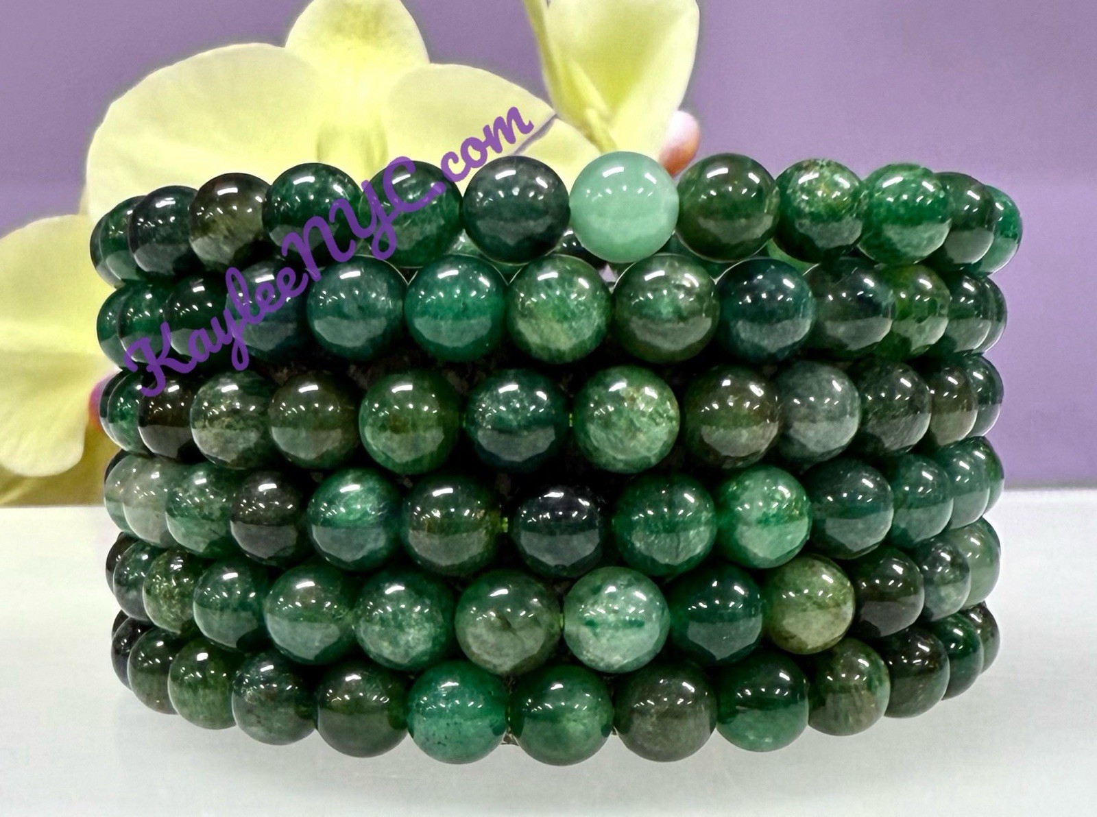 Wholesale 6 Pcs Natural Green Lepidolite 6mm 7.5” Crystal Stretch Bracelet