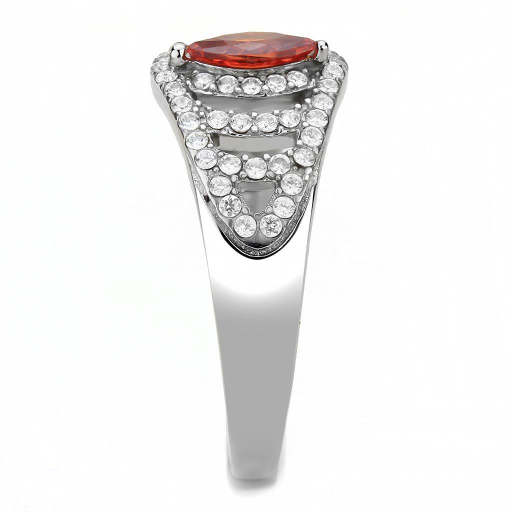 DA123 – High polished (no plating) Stainless Steel Ring with AAA Grade CZ in