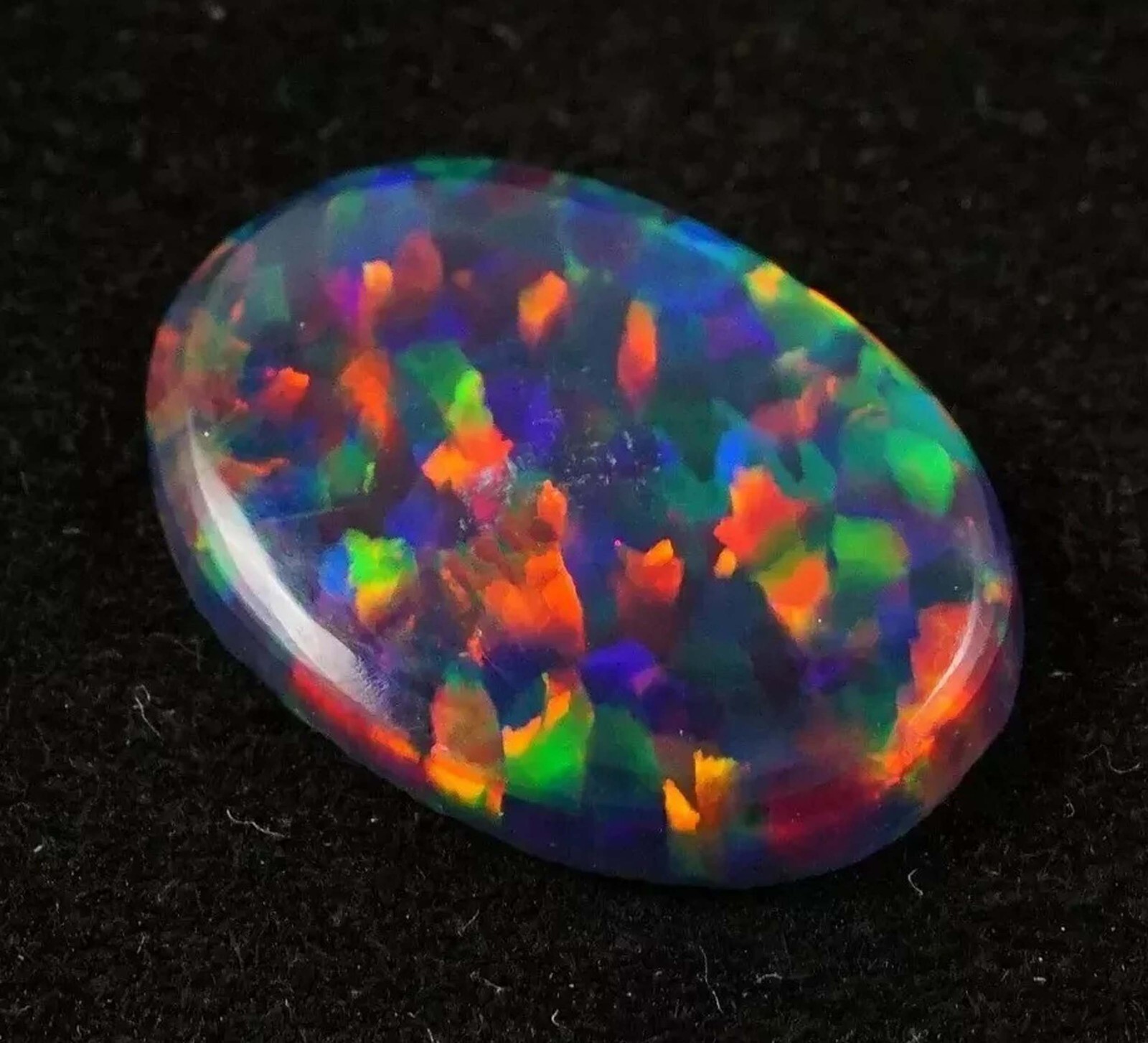 10.00Ct Australian Natural Black Fire Opal Oval Cabochon IGL Loose Gemstone 5DJU