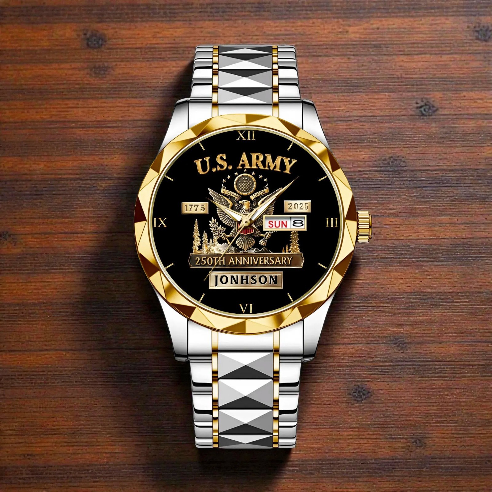 Personalized US Army 250th Anniversary Watch 1775-2025 Veteran Gift Custom Name!