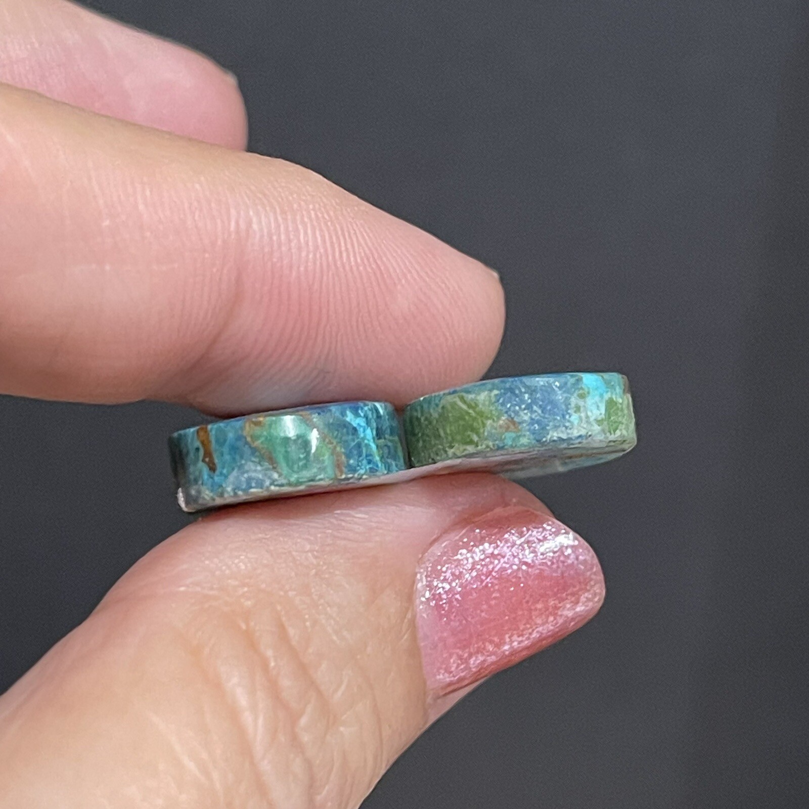 31ct 22×14.5×5.4mm Pair Of Green Blue Shattuckite Oval Cabochons Gems