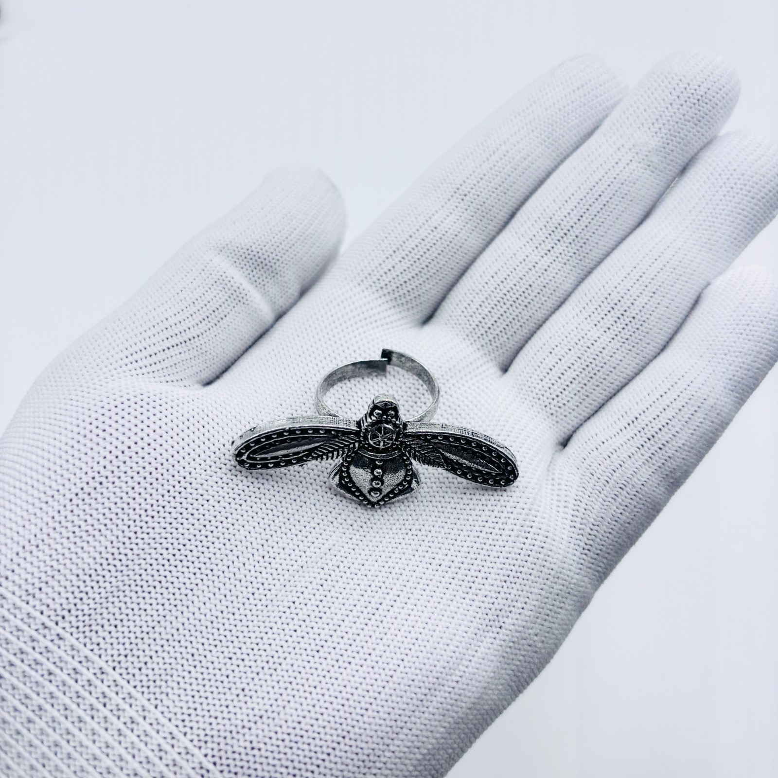 Boho Adjustable Oxidized Silver Ring Open Band Ethnic Fashion Jewelry