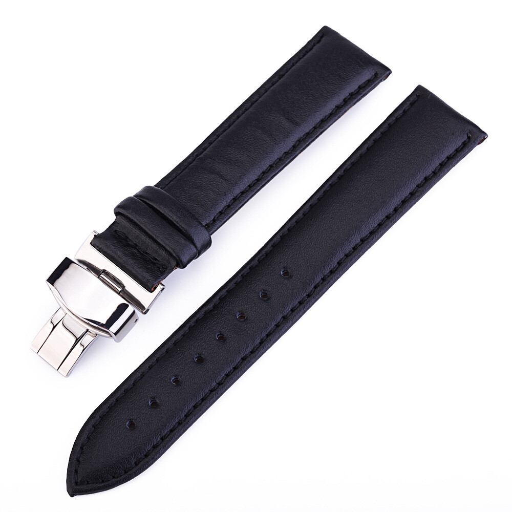 Premium Genuine Calf Leather Watch Strap Band Butterfly Clasp12-24mm Universal
