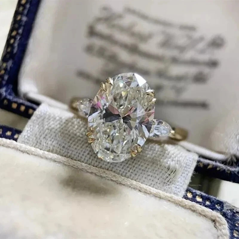 Diamond Certified Oval Cut 2.4 Carat Lab Grown Ring 14k Yellow Gold IGI E F VVS
