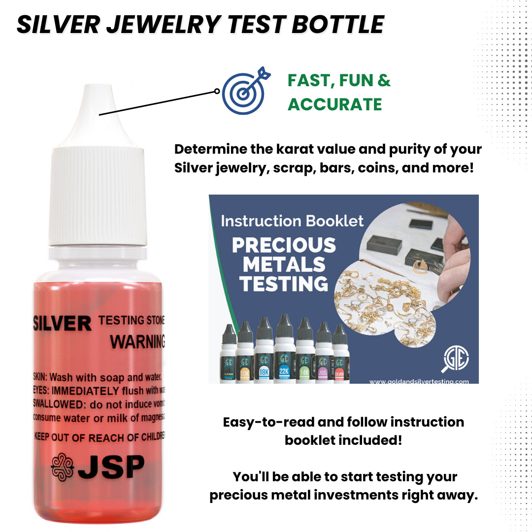2 Silver Testing Solution Test Purity Scrap Jewelry Precious Metals Bullion Kit