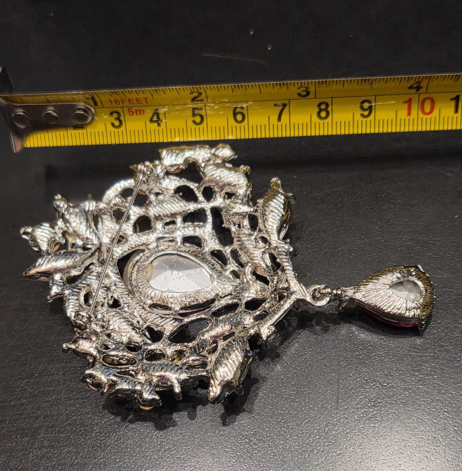 Big Beautiful Multicolor 4″ Floral Flower Crown Brooch Stunning Jewelry P2-153