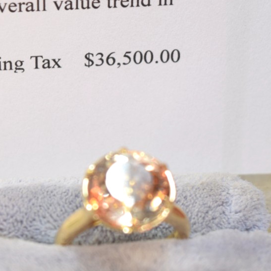 18K Yellow Gold Rare 10.0 Ct Round Natural Imperial Topaz Solitaire Ring sz 6