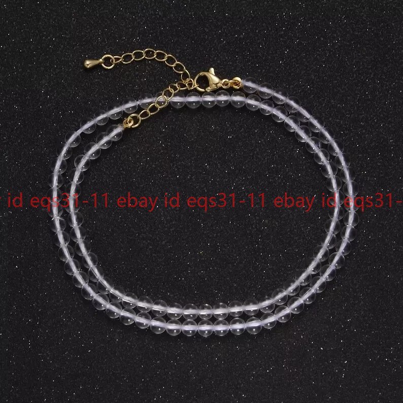 Clear Quartz Smooth Round Gemstone 14-28″ Bead Choker Necklace For Men Woman