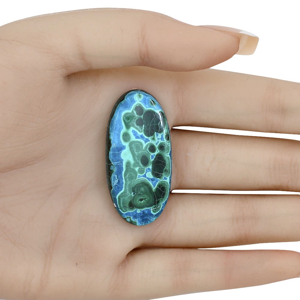 Natural Azurite Malachite 41.5×20.3×5 mm Oval Shape Polished Gemstone LS03654-63