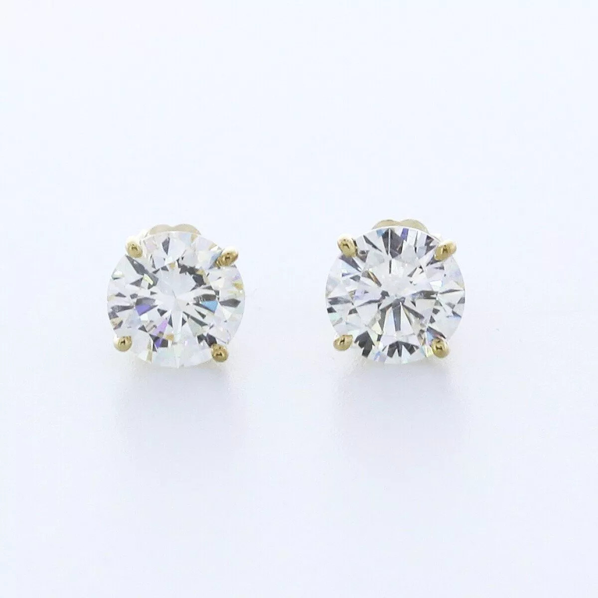 Solid 14K White Gold Stud Earrings Classic 2.01 CT Round Natural Diamond H SI2