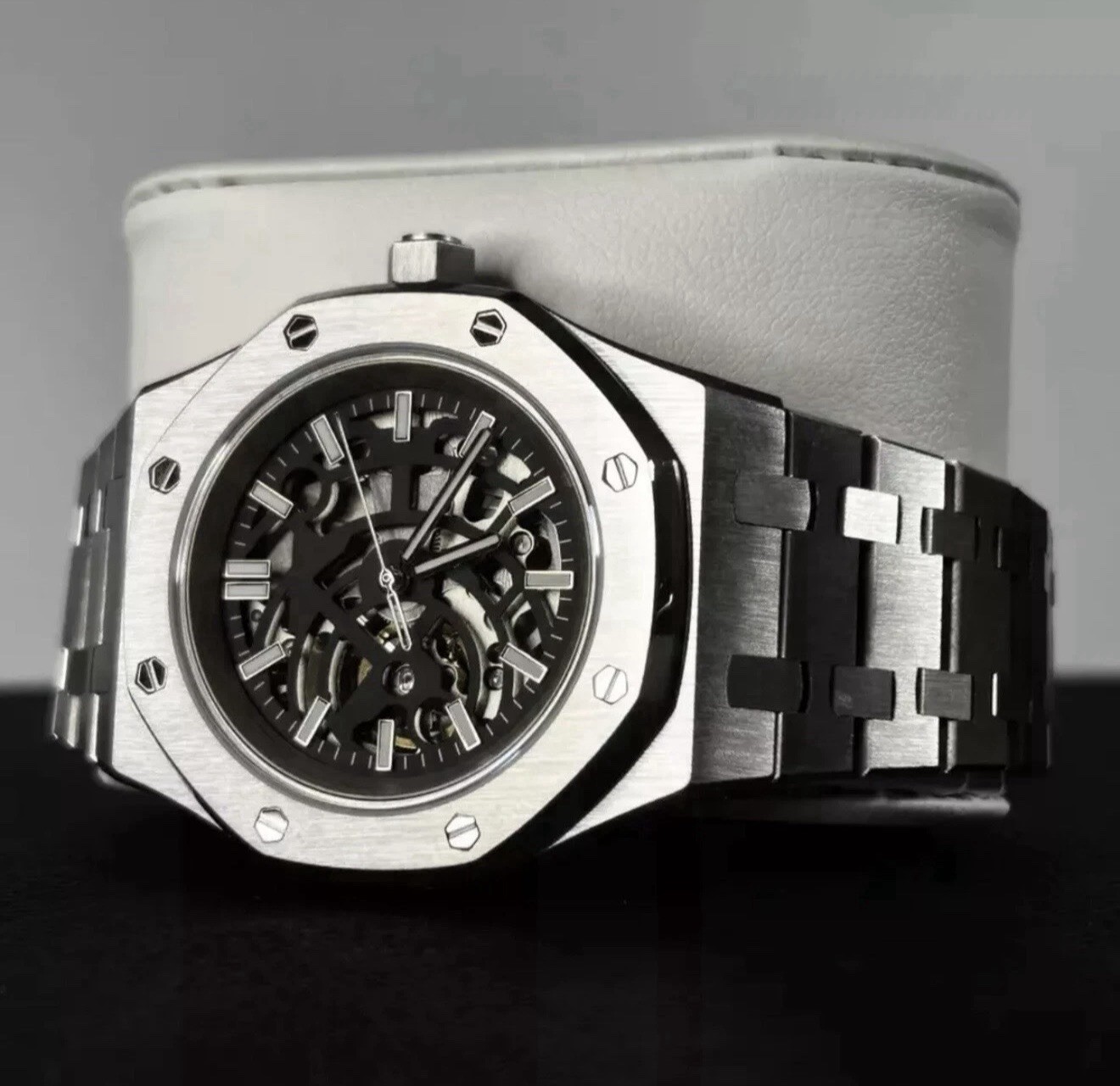 Custom 41mm Silver “RO” Style Skeleton Mod Watch w/ NH70 Automatic