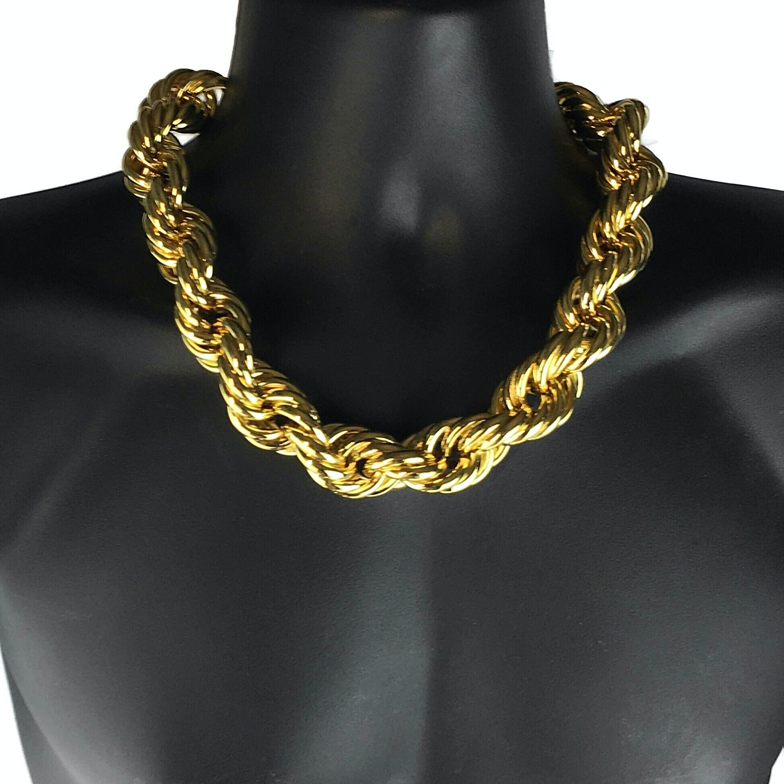 14K Gold Plated Huge Chain Hollow Rope Dookie 25MM x 20″ Inch Hip Hop Necklace