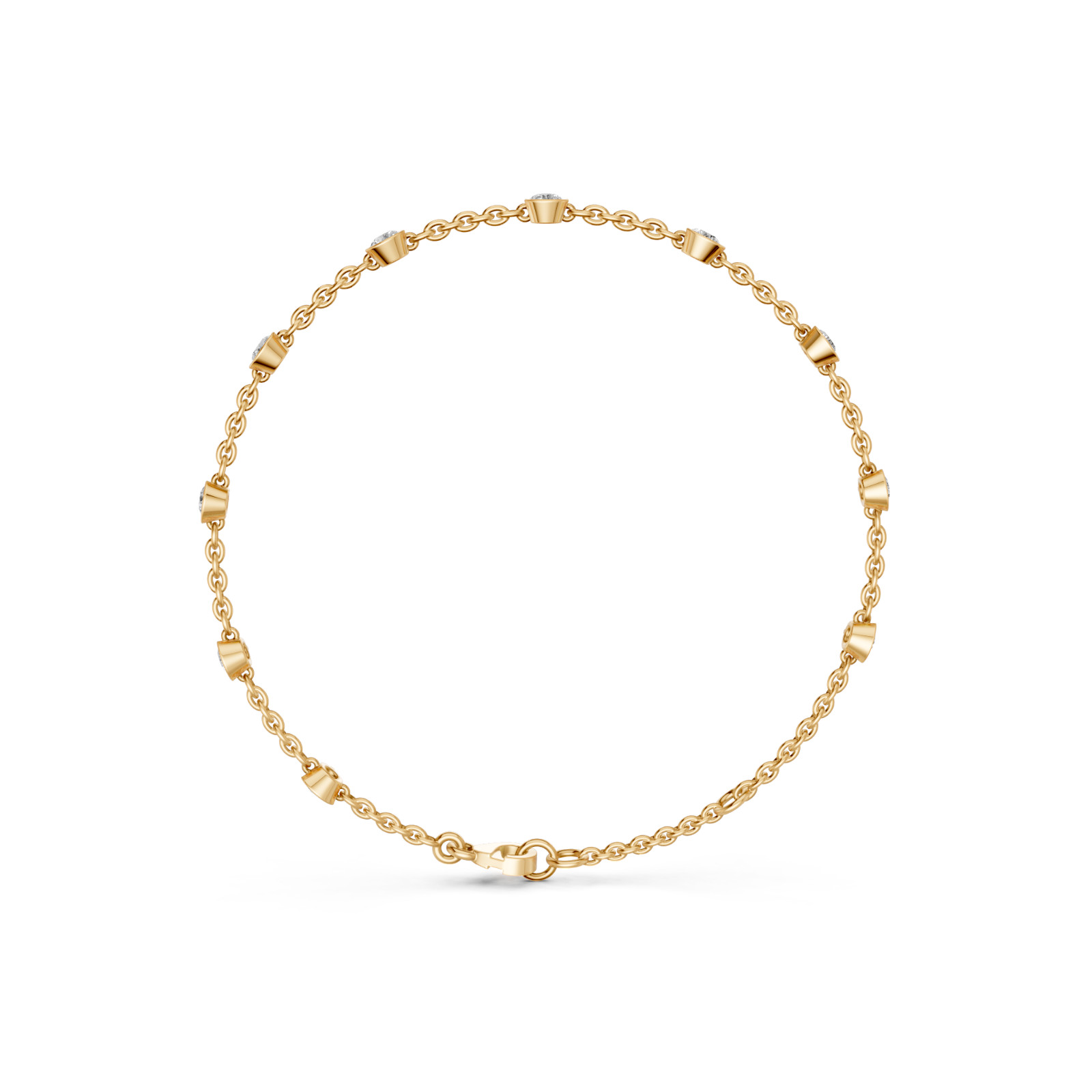 1.10 Carat Lab Grown Diamond Station Bracelet Bezel Set 14K White Gold 7 Inch