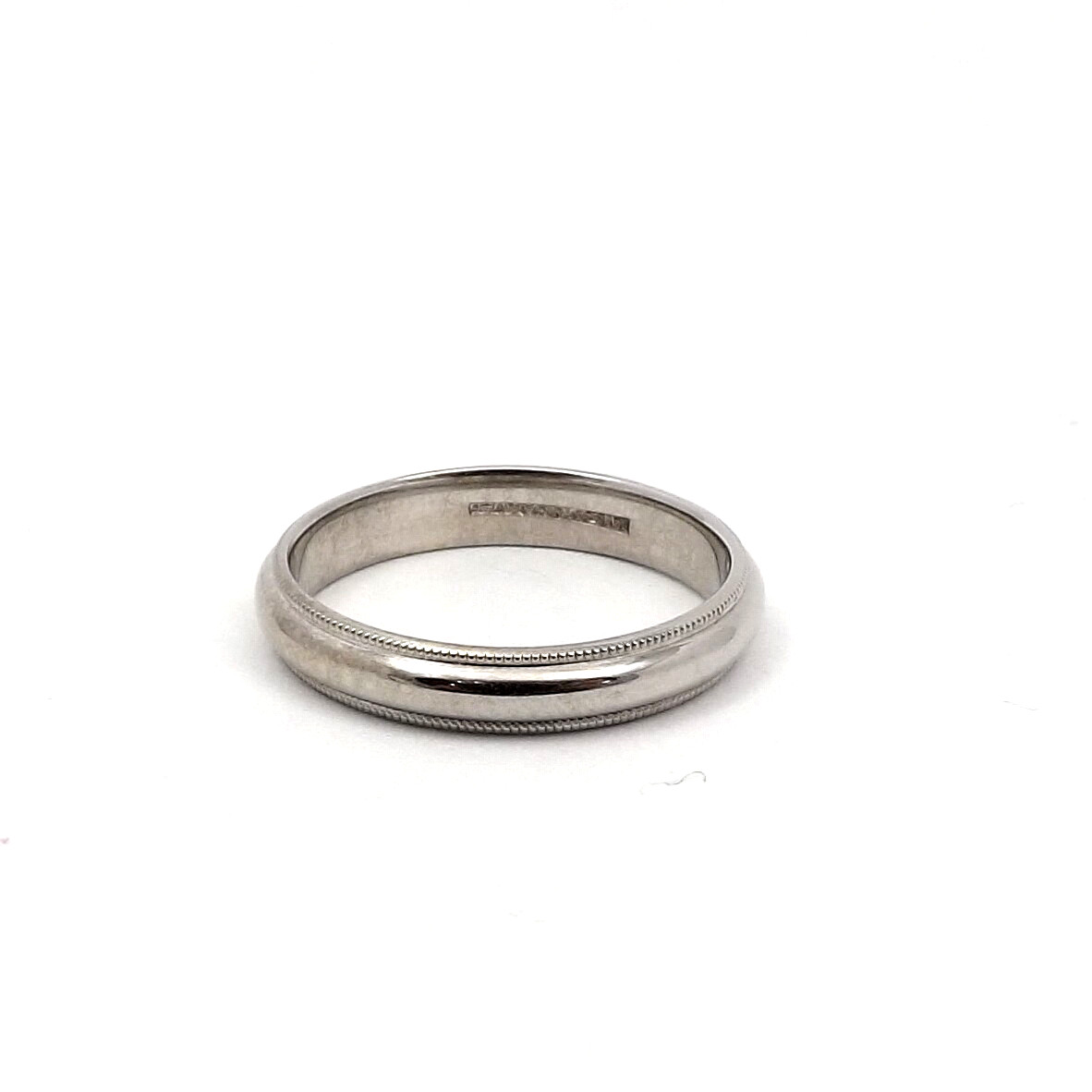 Art Carved Solid 14K White Gold Milgrain Wedding Band Ring New sz4.75 3.2mm Wide