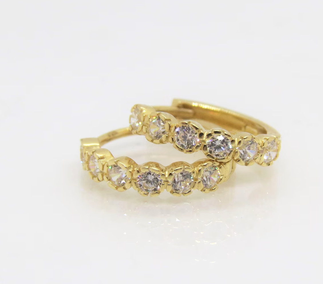 Lab Grown Diamond Engagement Hoop Earrings 9k Yellow Gold Earrings Gift For Her