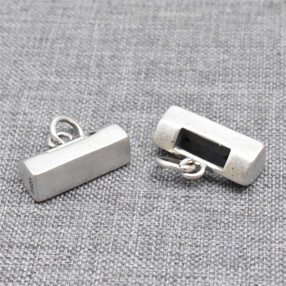 2pcs of 925 Sterling Silver Ancient Lock Charms 3D Chinese Hundred Family Lock