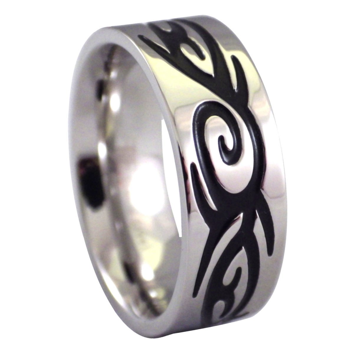 Viking Tattoo Band Mens Stainless Steel Cybergoth Cosplay Norse Ring Sizes 12-13