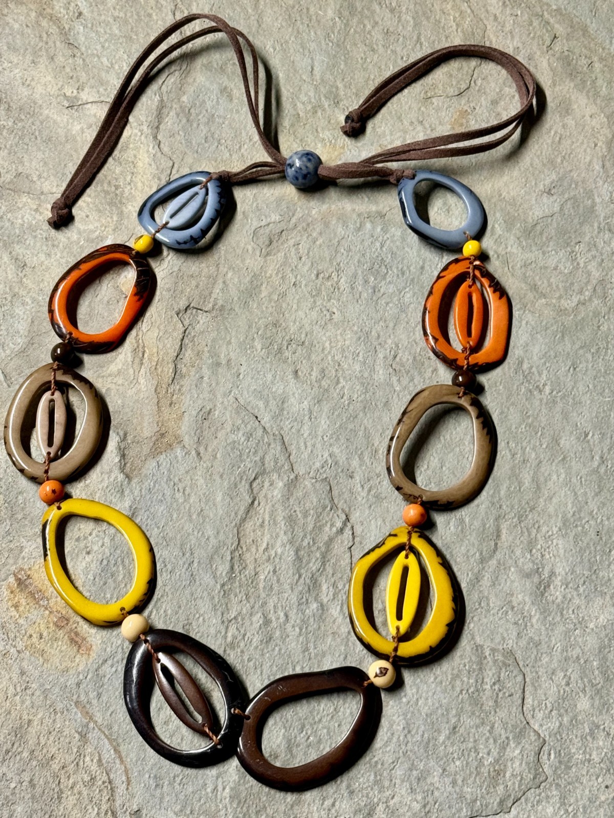 TAGUA NUT “EMILY” NECKLACE ORGANIC ARTISAN HANDMADE BOHO STATEMENT JEWELRY NEW