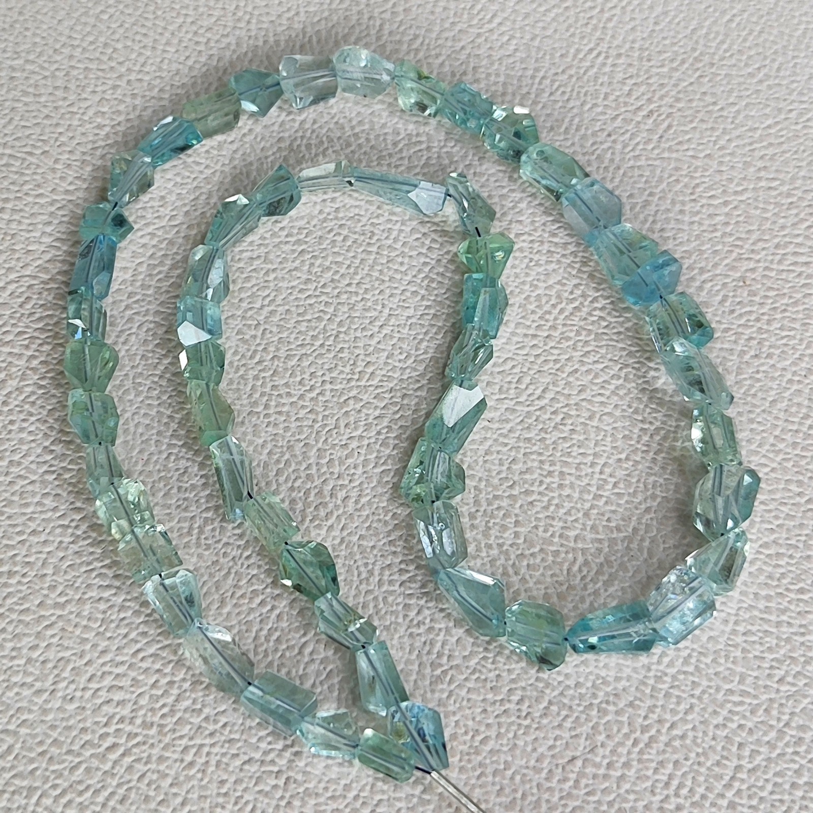 8-9mm Natural Aquamarine Faceted Nugget Beads 17″ Strand Brazil Gemstones