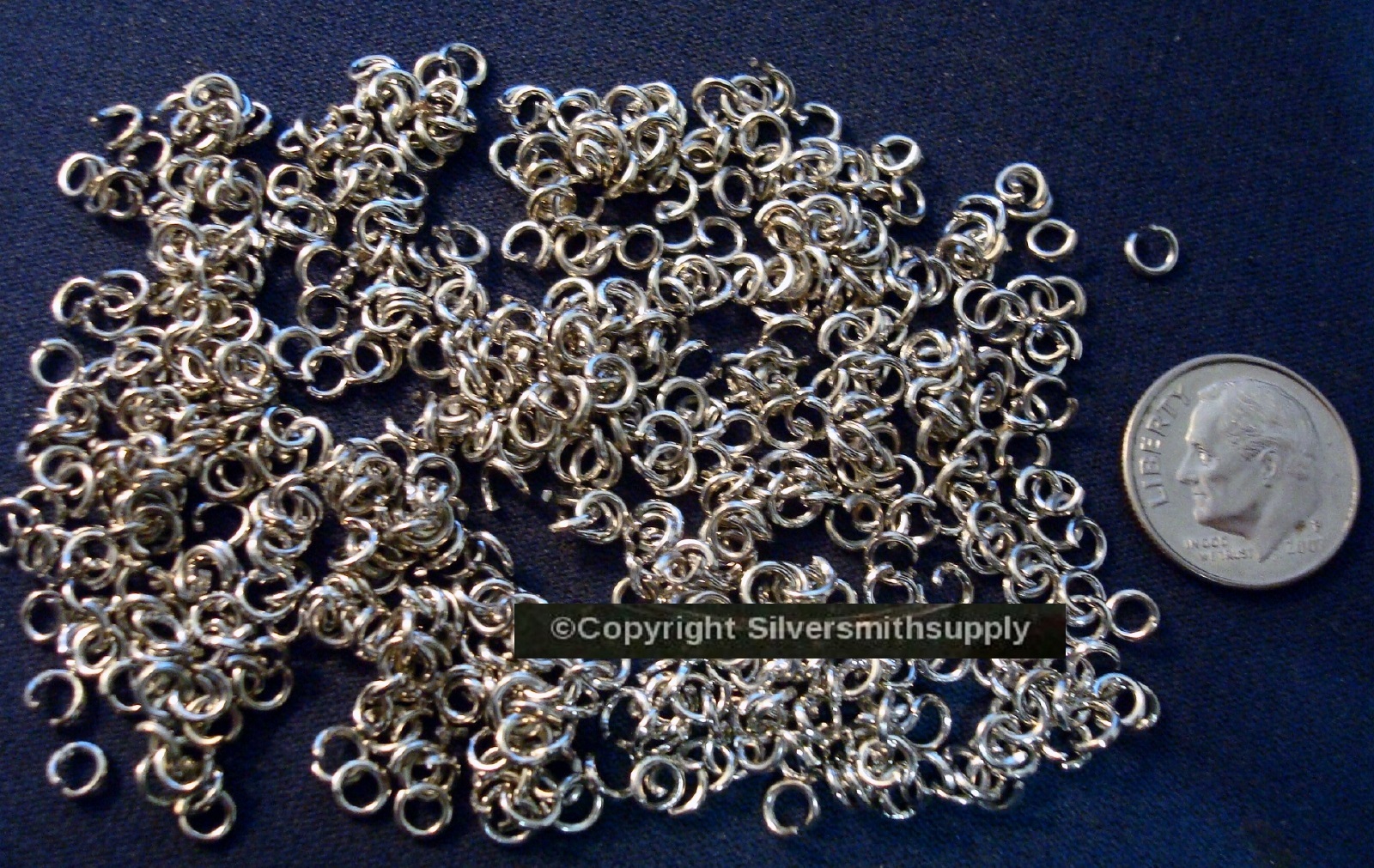 3mm (approximately) White gold pltd heavy ga jump rings 500 piece lot FPJ088
