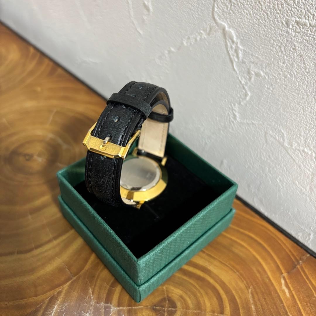 Movado Museum Ultra Slim Black & Gold Minimalist Watch Used
