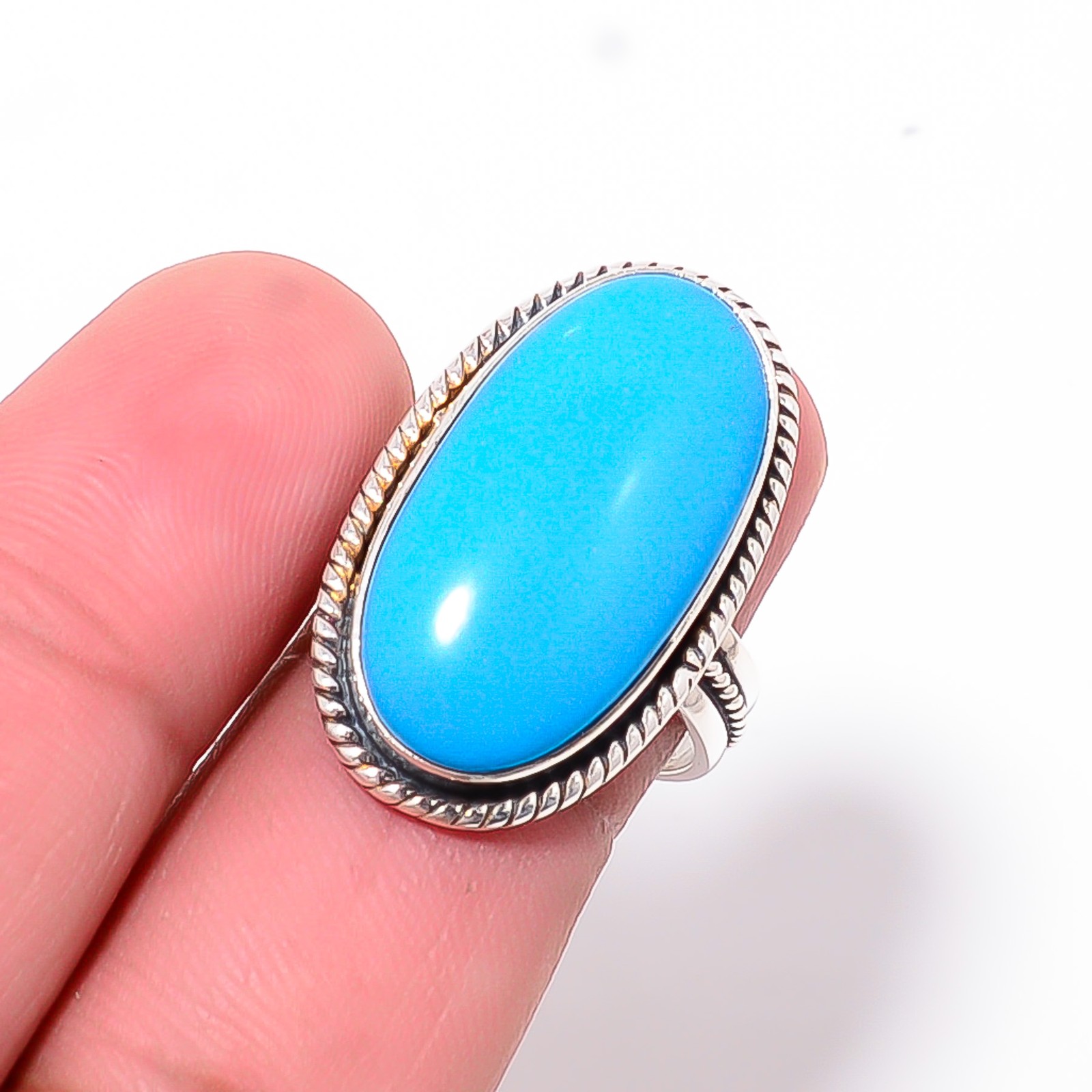 Sleeping Beauty Turquoise 925 Sterling Silver Ring, Christmas Gift, Dainty Ring