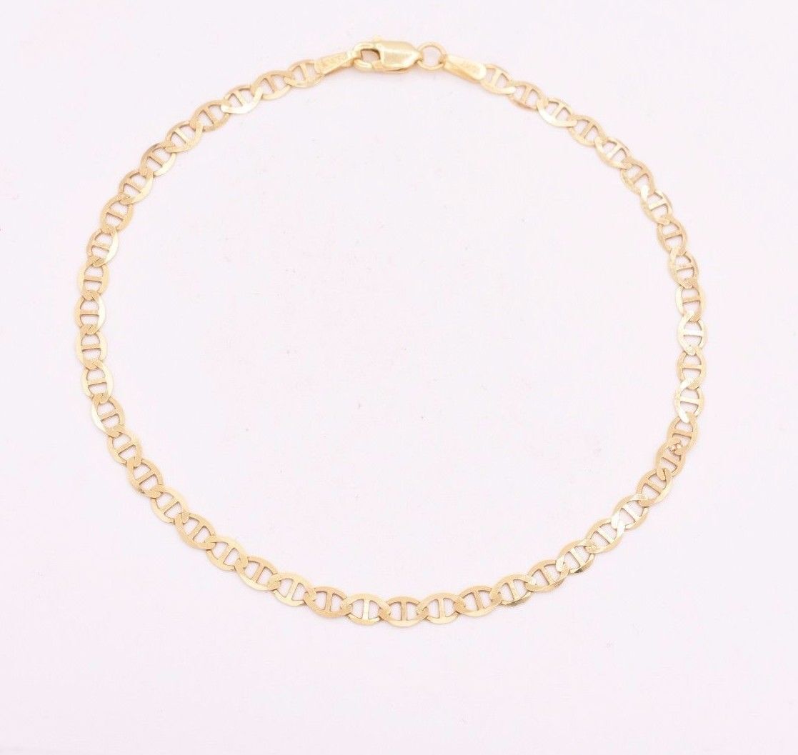 Solid Mariner Anchor Gucci Link Chain Bracelet Real 10K Yellow Gold ALL SIZES