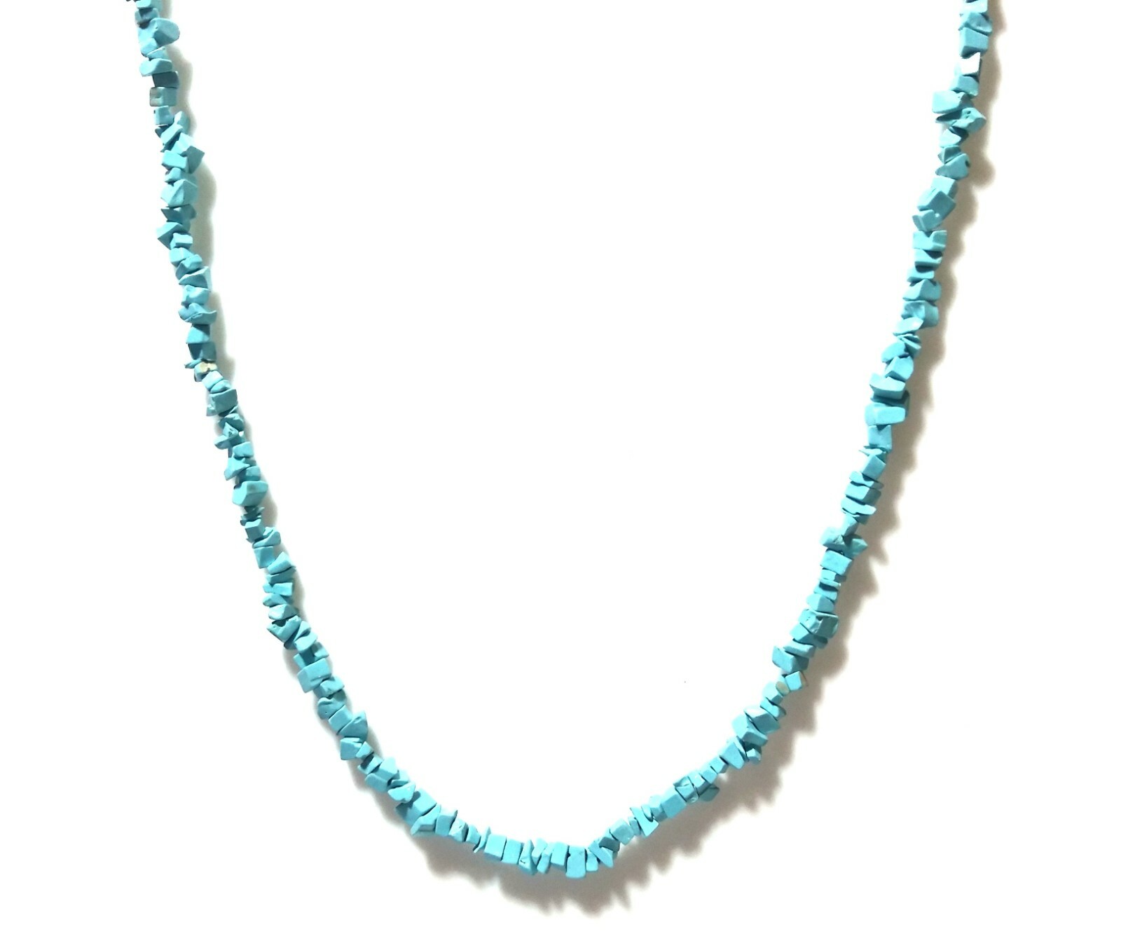 Turquoise 4-6mm Chip Nugget Smooth Gemstone 32″Inch manmade Beads Necklace